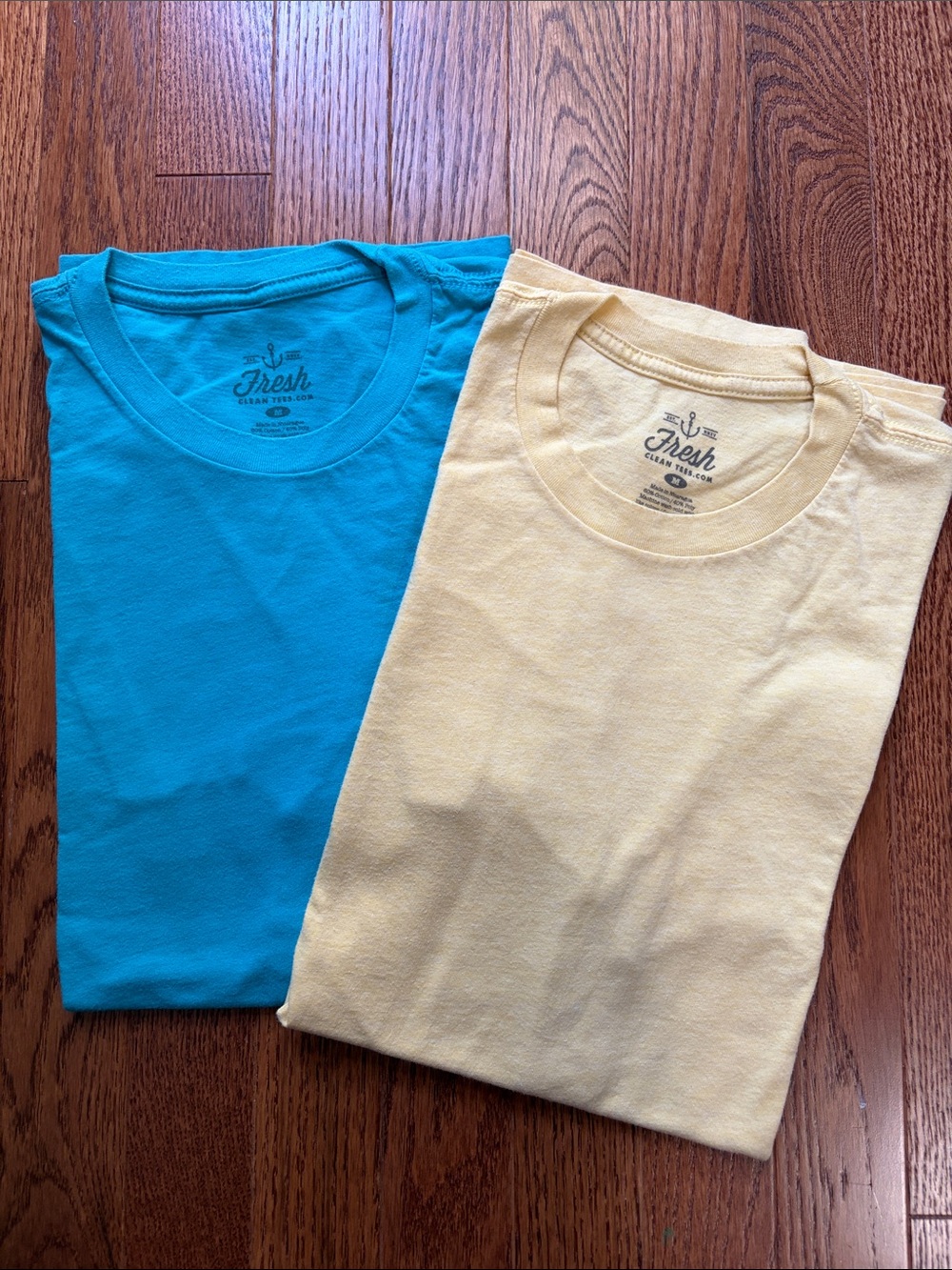 Fresh Clean Tees - Short Sleeve Crew T-Shirts in Teal and Yellow